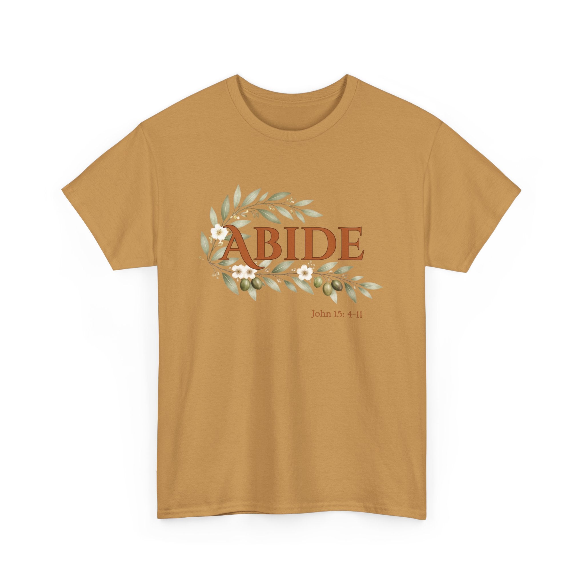 Abide Shirt – John 15:4-11 Christian T-Shirt | Faith-Based Floral Scripture Tee | Biblical Encouragement Gift