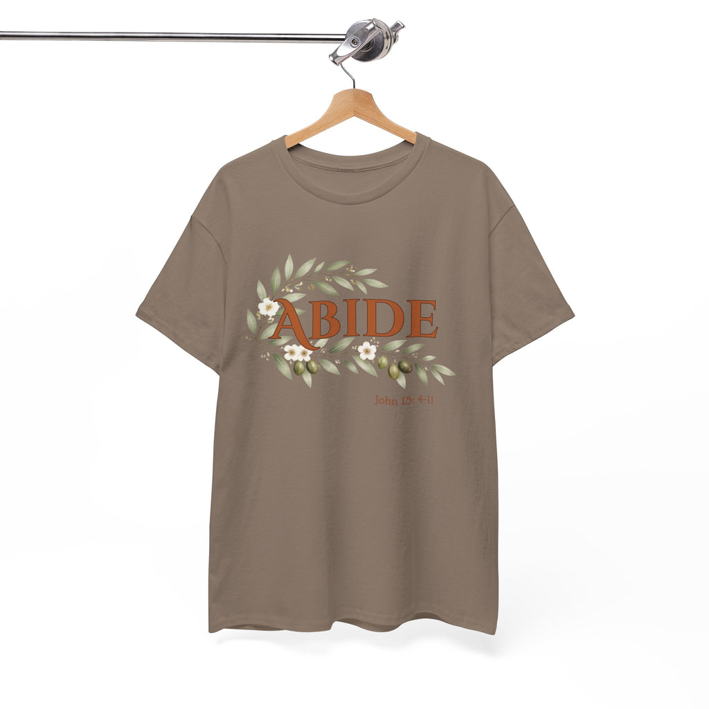Abide Shirt – John 15:4-11 Christian T-Shirt | Faith-Based Floral Scripture Tee | Biblical Encouragement Gift