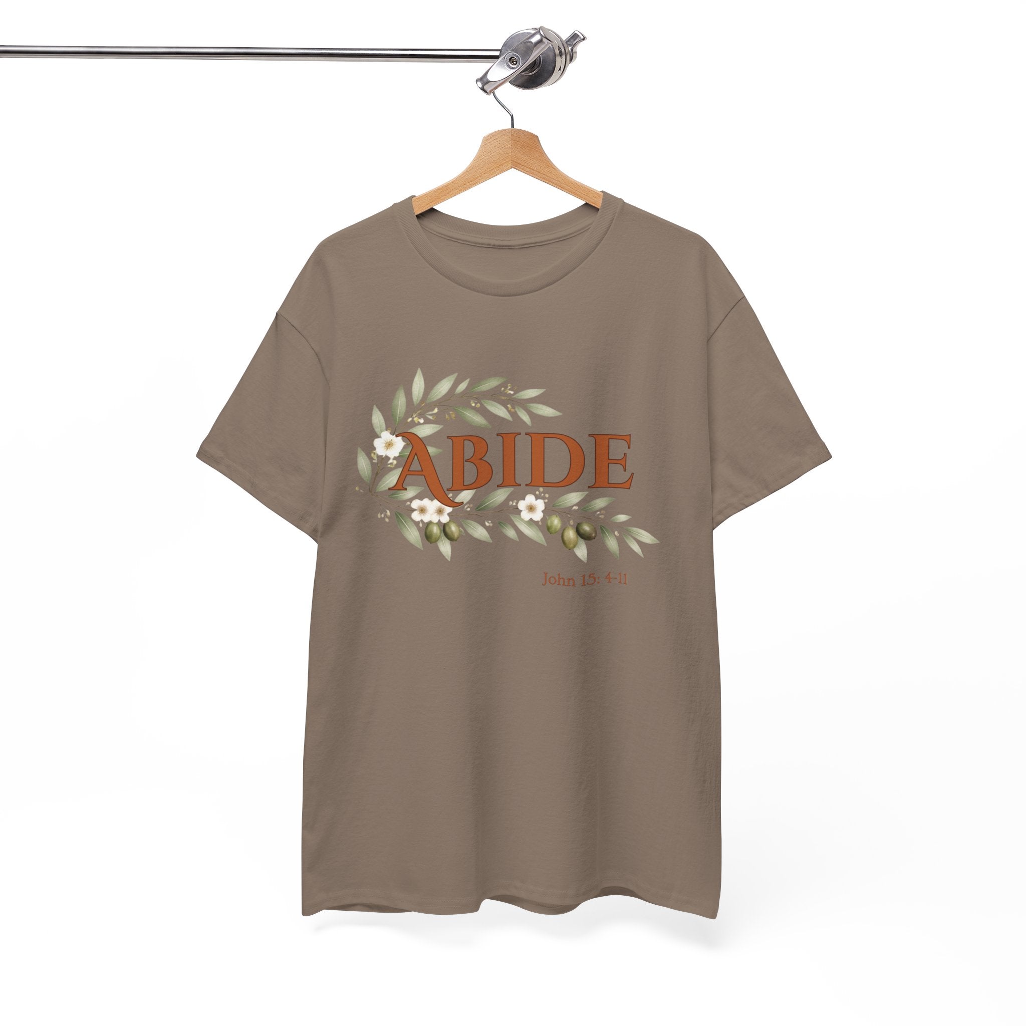 Abide Shirt – John 15:4-11 Christian T-Shirt | Faith-Based Floral Scripture Tee | Biblical Encouragement Gift