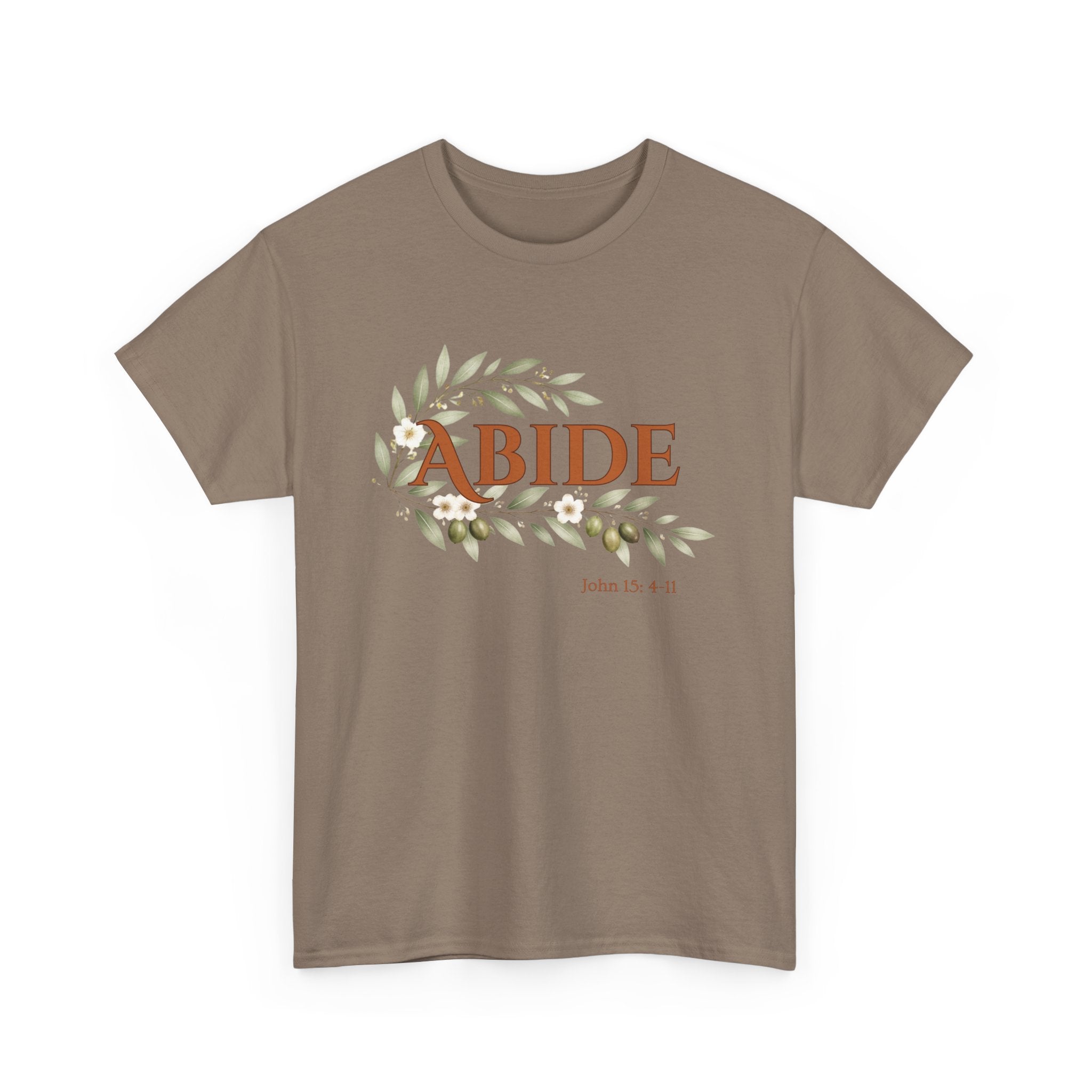 Abide Shirt – John 15:4-11 Christian T-Shirt | Faith-Based Floral Scripture Tee | Biblical Encouragement Gift