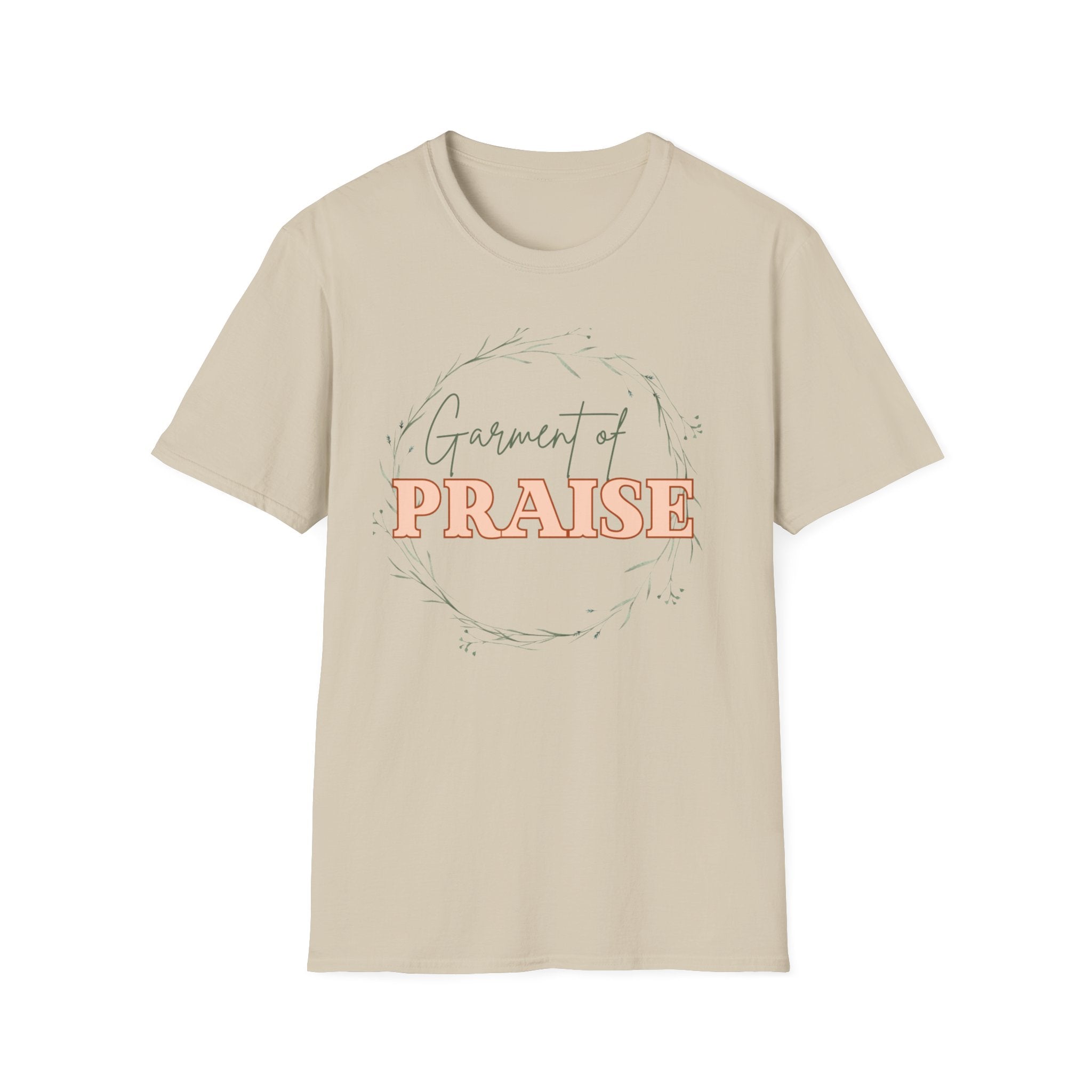 Garment of Praise Christian T-Shirt | Isaiah 61:3 Faith-Based Tee | Ivy Wreath Graphic Shirt