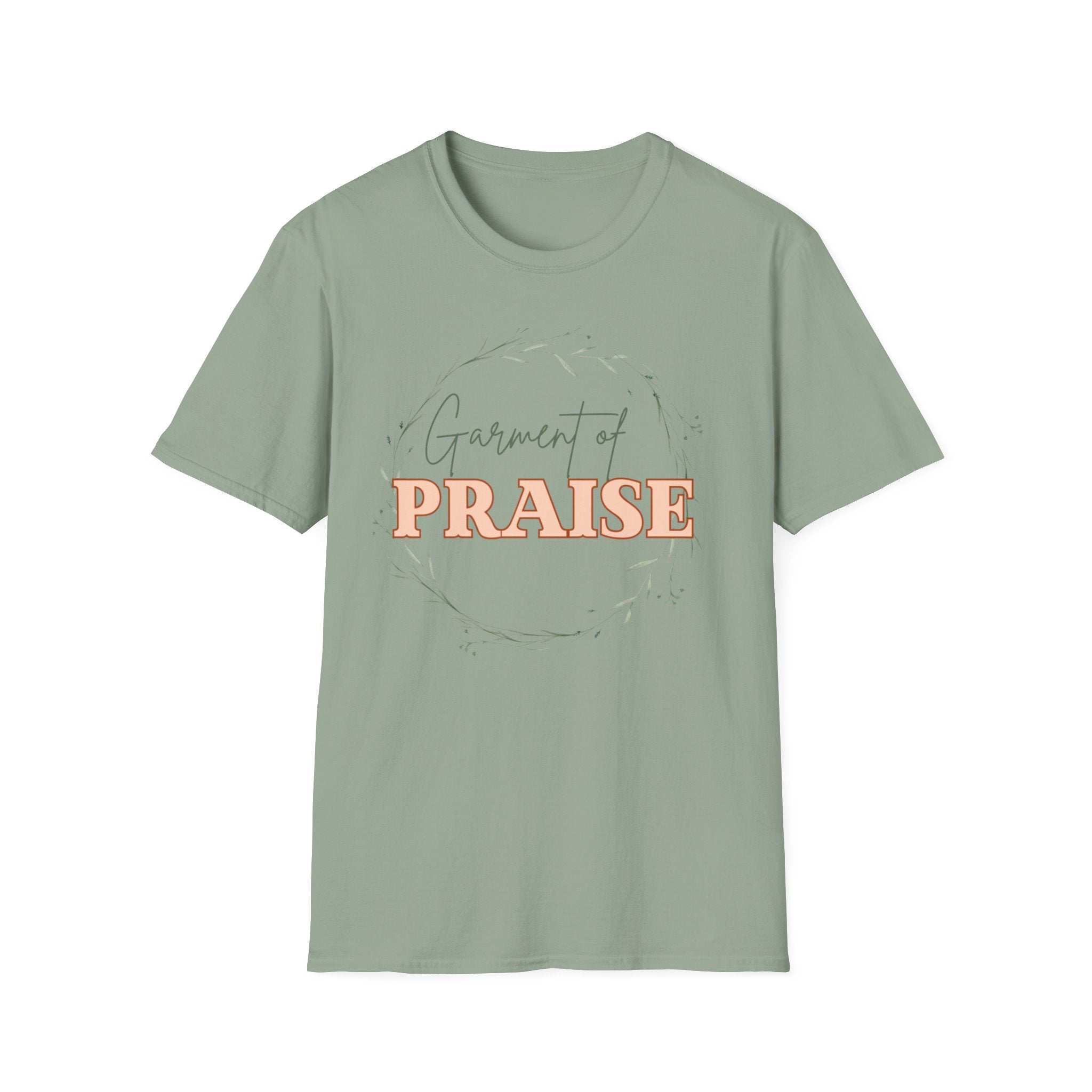 Garment of Praise Christian T-Shirt | Isaiah 61:3 Faith-Based Tee | Ivy Wreath Graphic Shirt