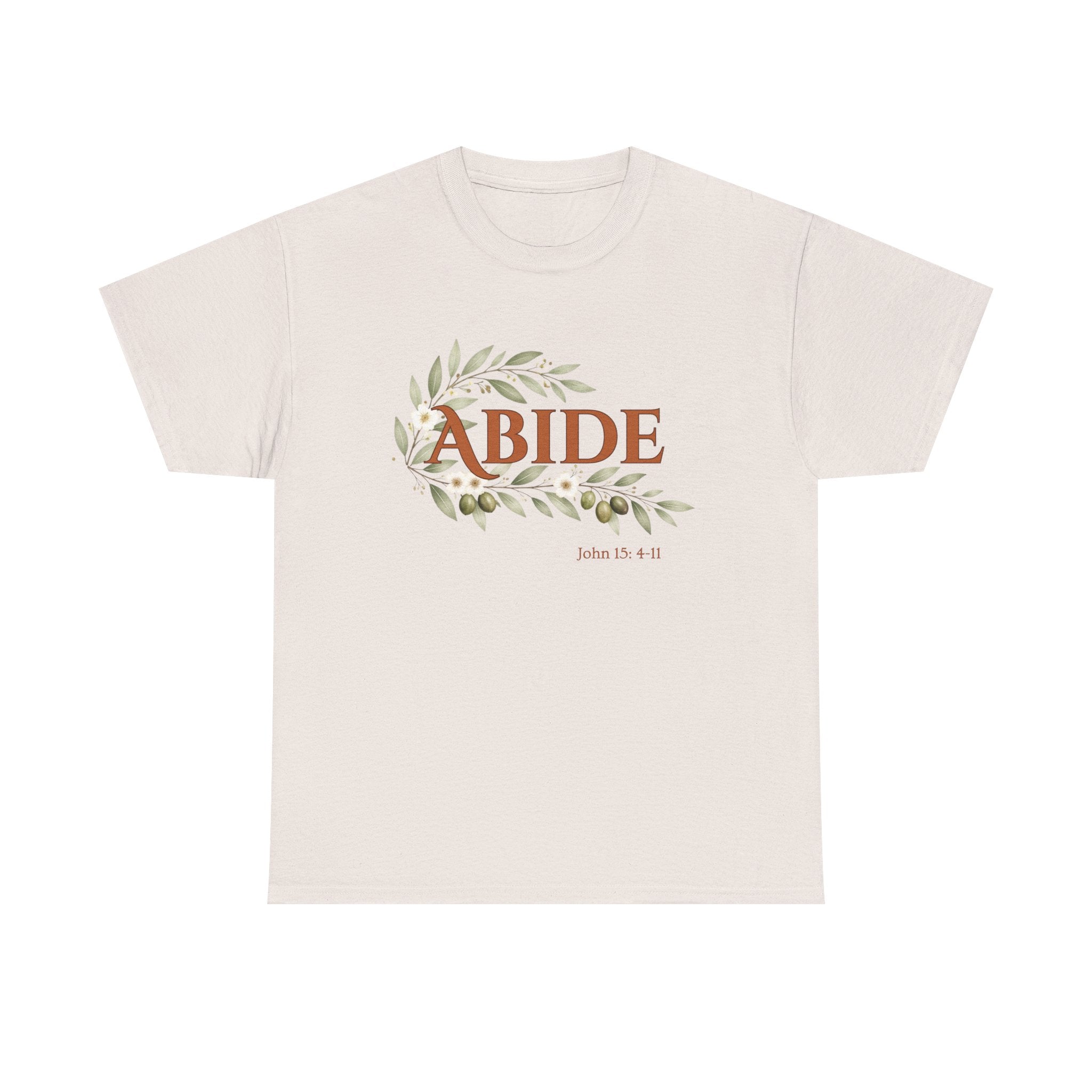 Abide Shirt – John 15:4-11 Christian T-Shirt | Faith-Based Floral Scripture Tee | Biblical Encouragement Gift