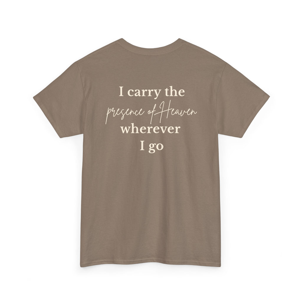 I Carry the Presence of Heaven Christian T-Shirt | Faith-Based Graphic Tee | Minimalist Church Shirt