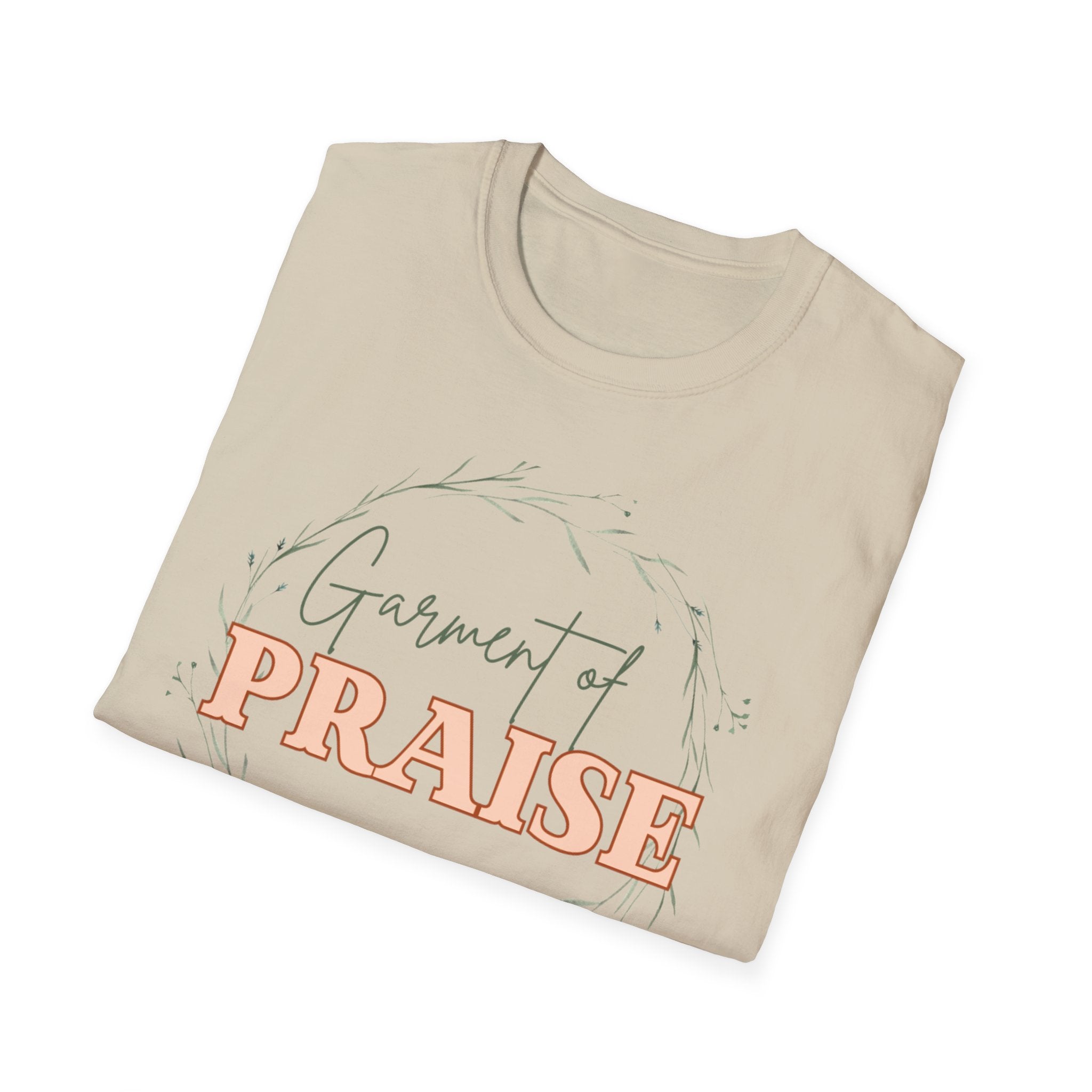 Garment of Praise Christian T-Shirt | Isaiah 61:3 Faith-Based Tee | Ivy Wreath Graphic Shirt