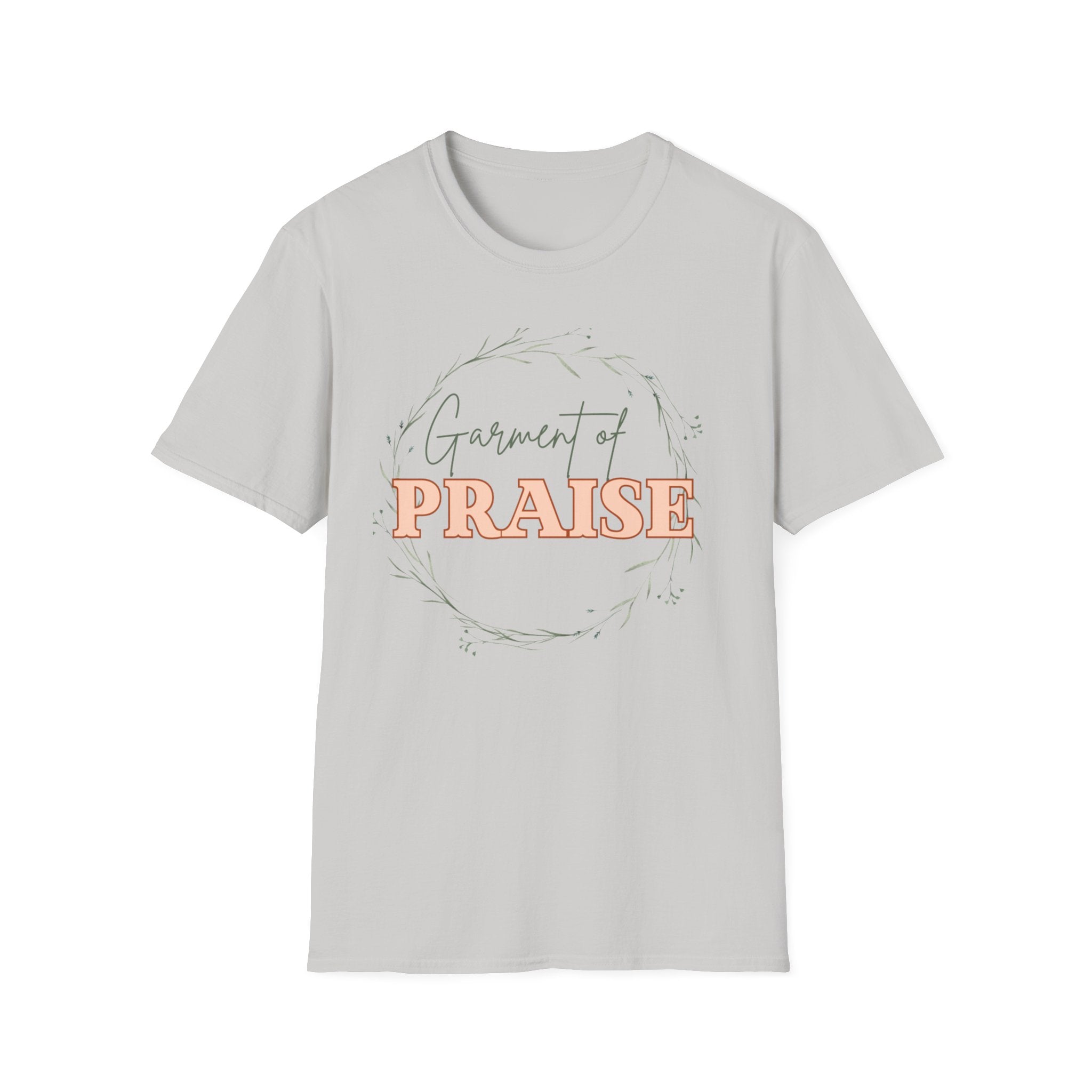 Garment of Praise Christian T-Shirt | Isaiah 61:3 Faith-Based Tee | Ivy Wreath Graphic Shirt