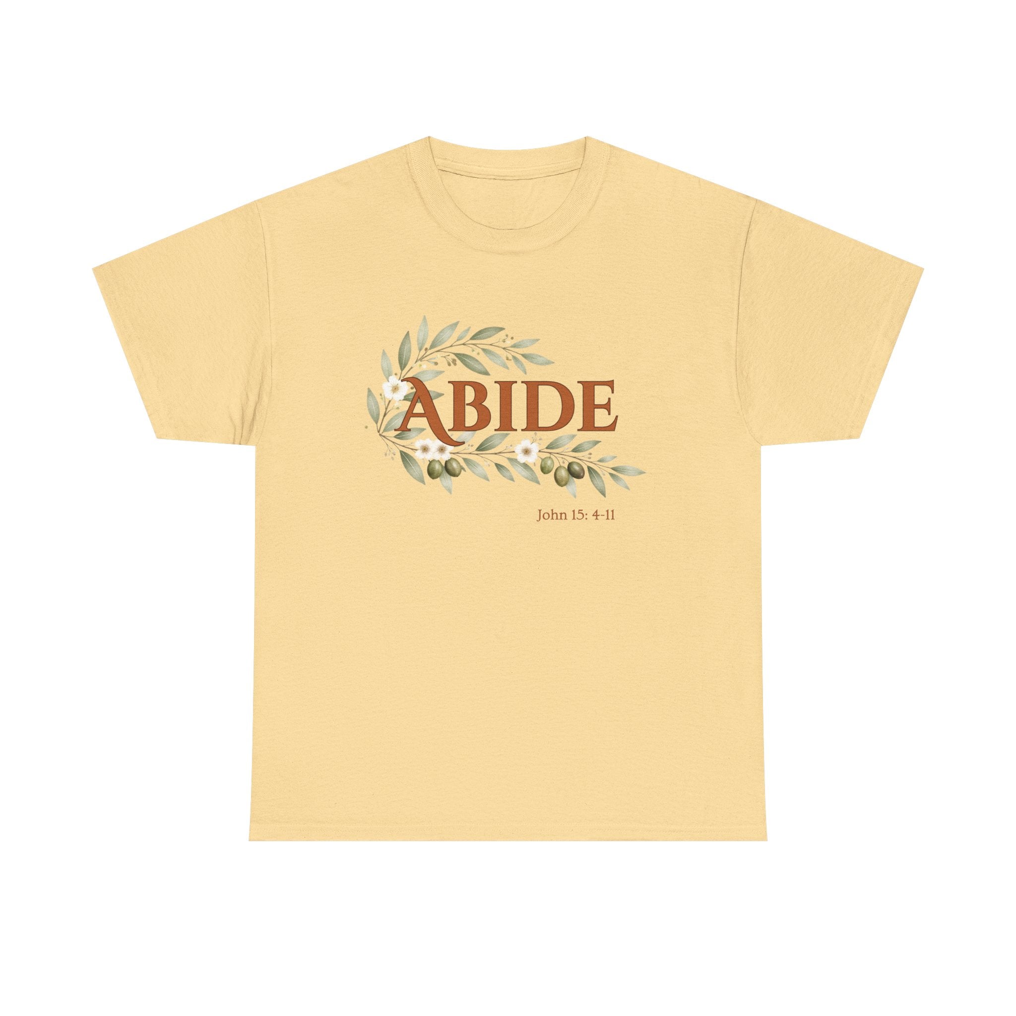 Abide Shirt – John 15:4-11 Christian T-Shirt | Faith-Based Floral Scripture Tee | Biblical Encouragement Gift