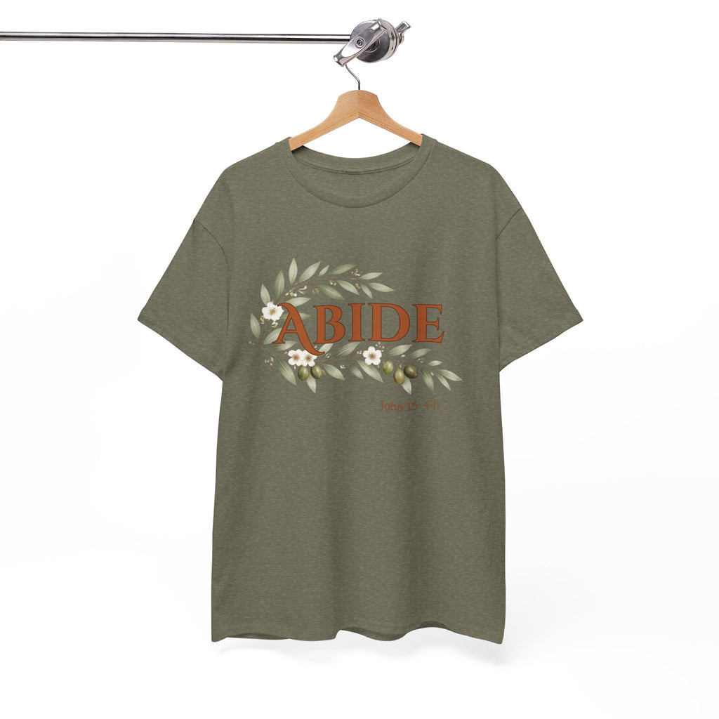 Abide Shirt – John 15:4-11 Christian T-Shirt | Faith-Based Floral Scripture Tee | Biblical Encouragement Gift
