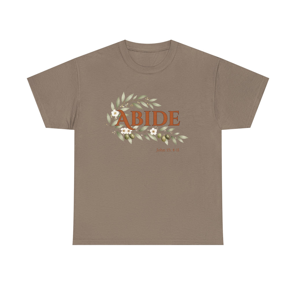 Abide Shirt – John 15:4-11 Christian T-Shirt | Faith-Based Floral Scripture Tee | Biblical Encouragement Gift