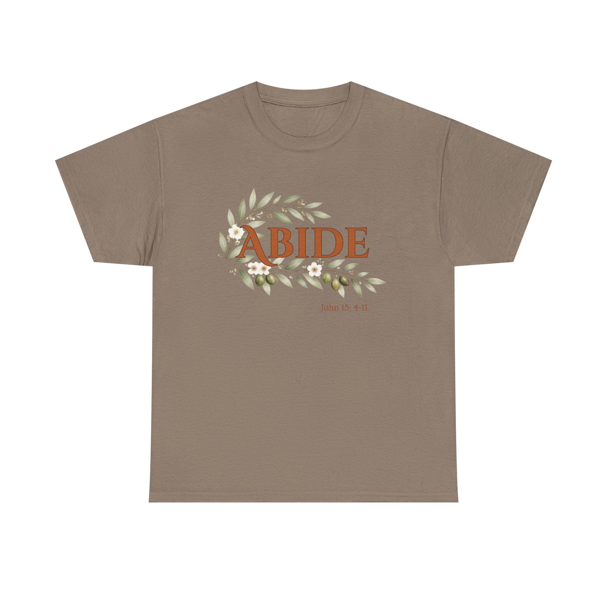Abide Shirt – John 15:4-11 Christian T-Shirt | Faith-Based Floral Scripture Tee | Biblical Encouragement Gift