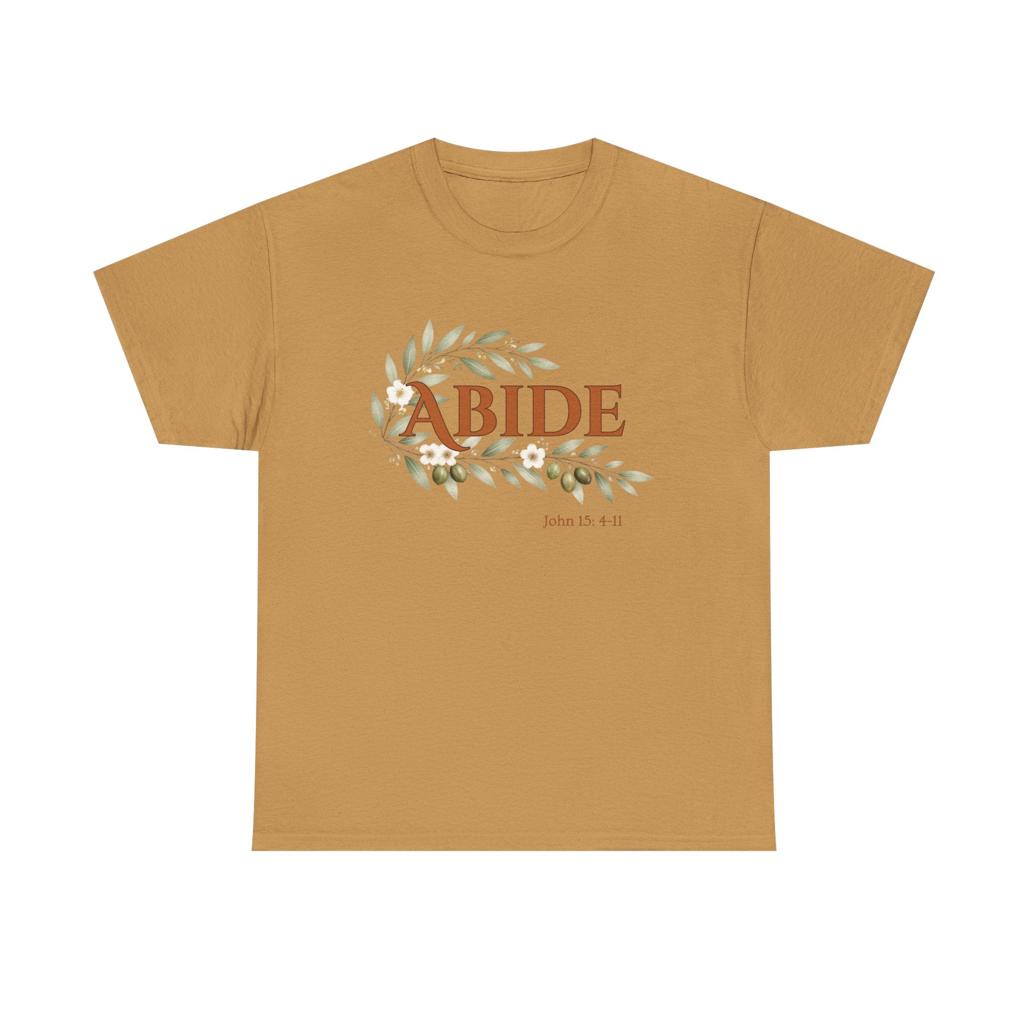 Abide Shirt – John 15:4-11 Christian T-Shirt | Faith-Based Floral Scripture Tee | Biblical Encouragement Gift