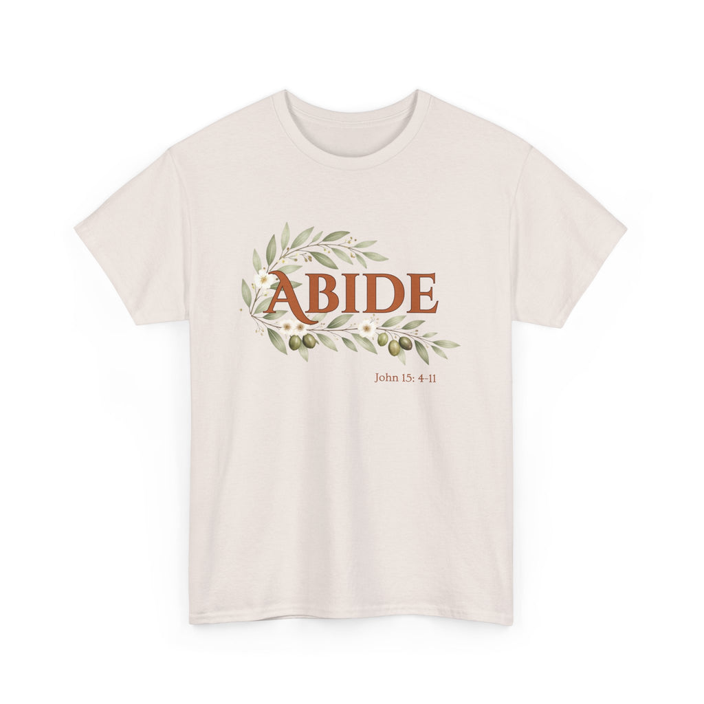 Abide Shirt – John 15:4-11 Christian T-Shirt | Faith-Based Floral Scripture Tee | Biblical Encouragement Gift