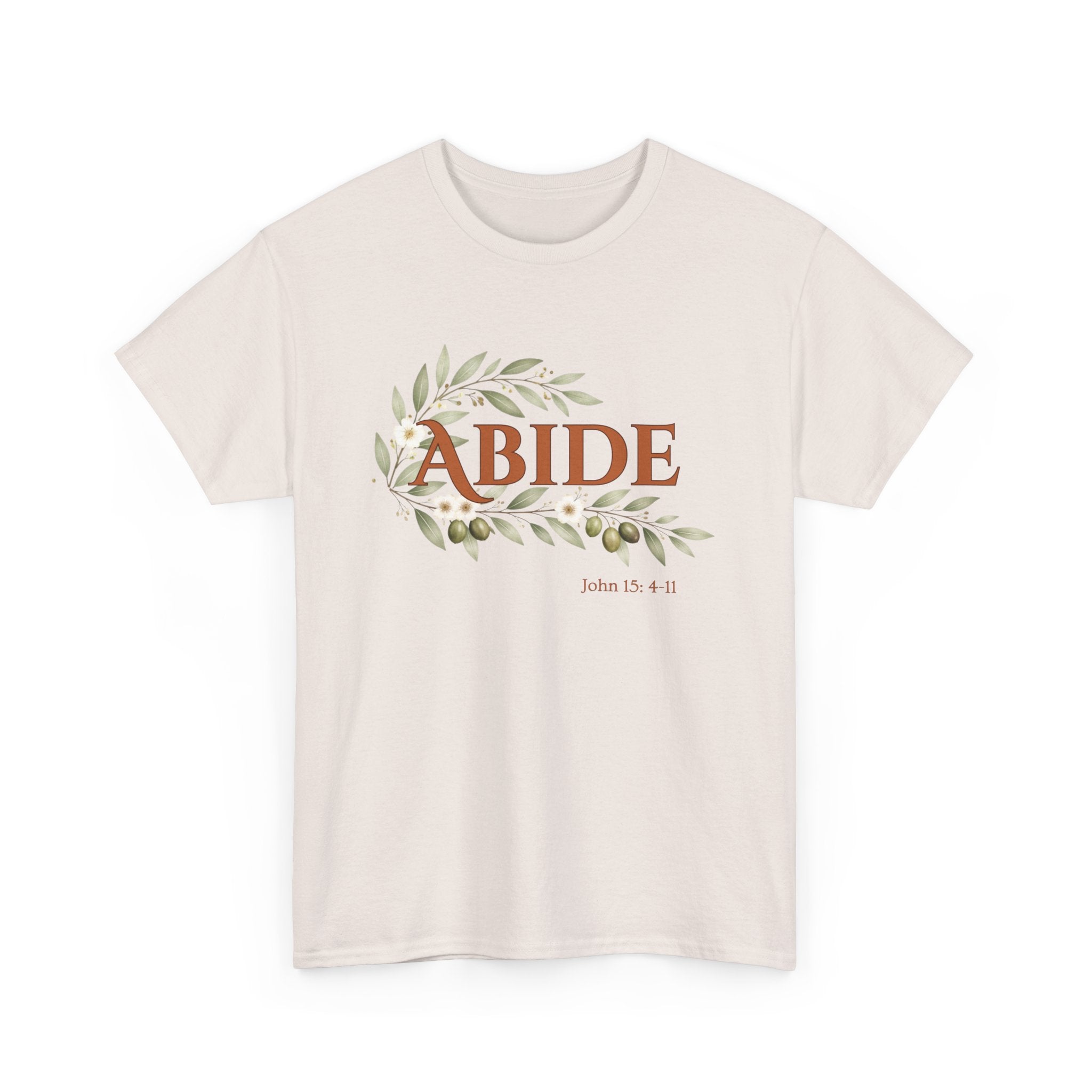 Abide Shirt – John 15:4-11 Christian T-Shirt | Faith-Based Floral Scripture Tee | Biblical Encouragement Gift