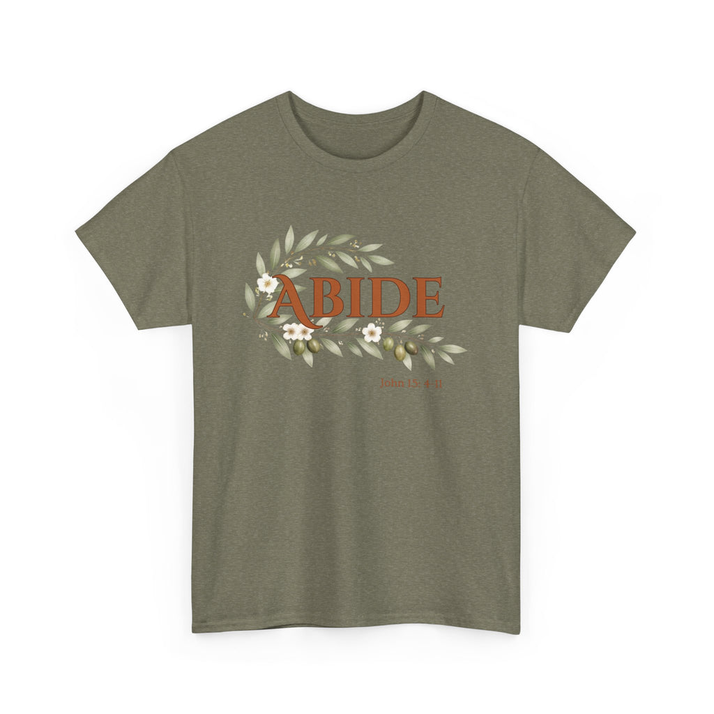 Abide Shirt – John 15:4-11 Christian T-Shirt | Faith-Based Floral Scripture Tee | Biblical Encouragement Gift
