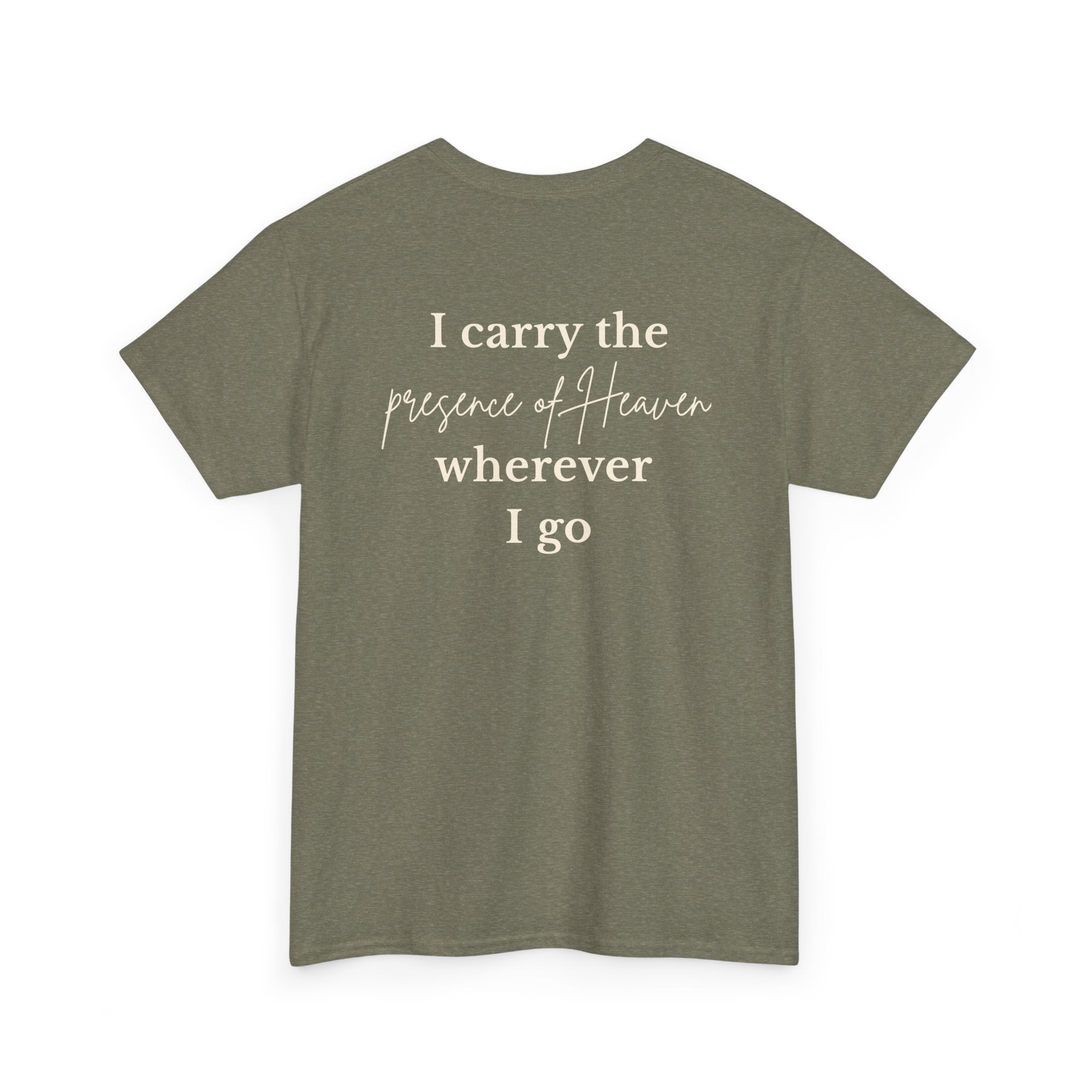 I Carry the Presence of Heaven Christian T-Shirt | Faith-Based Graphic Tee | Minimalist Church Shirt