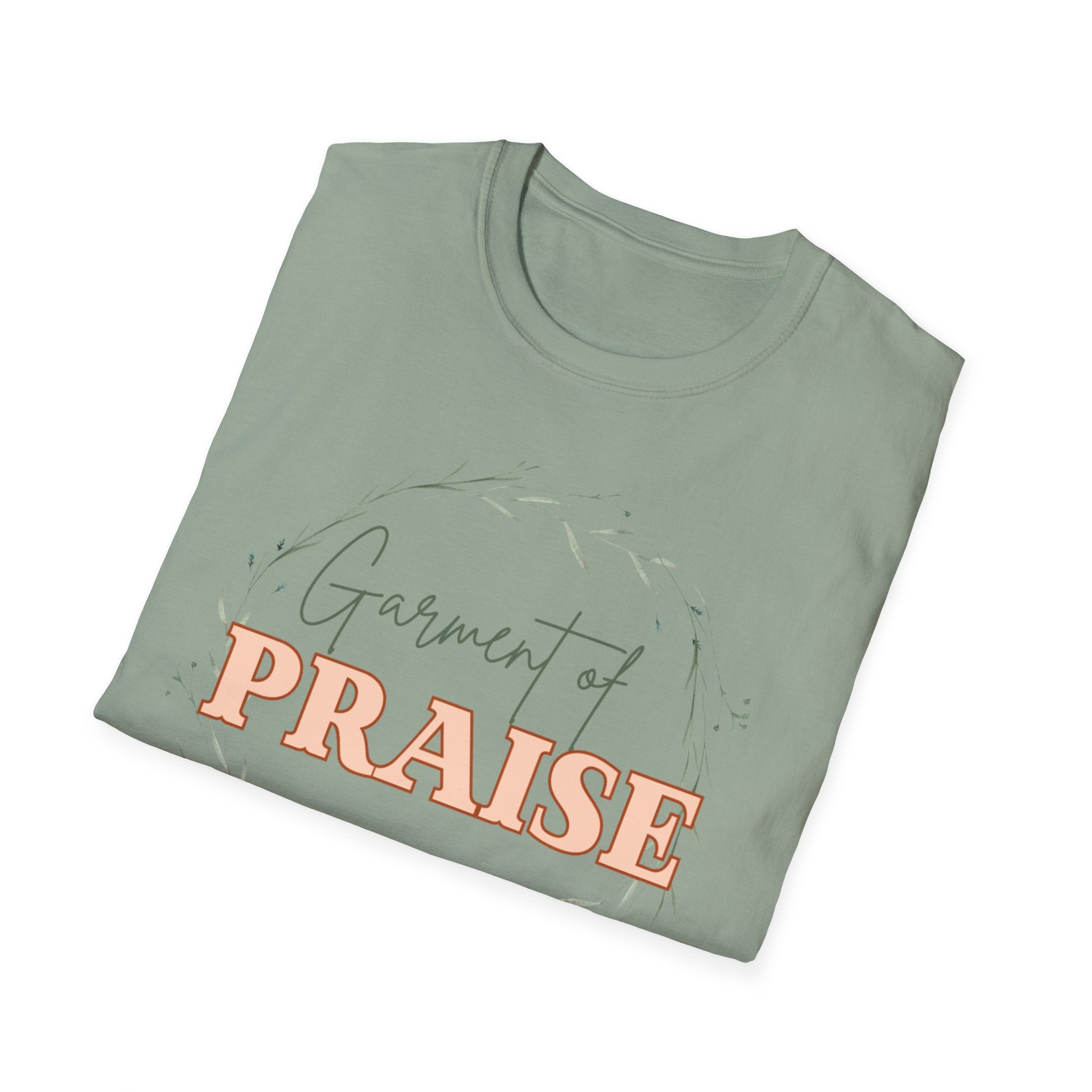 Garment of Praise Christian T-Shirt | Isaiah 61:3 Faith-Based Tee | Ivy Wreath Graphic Shirt