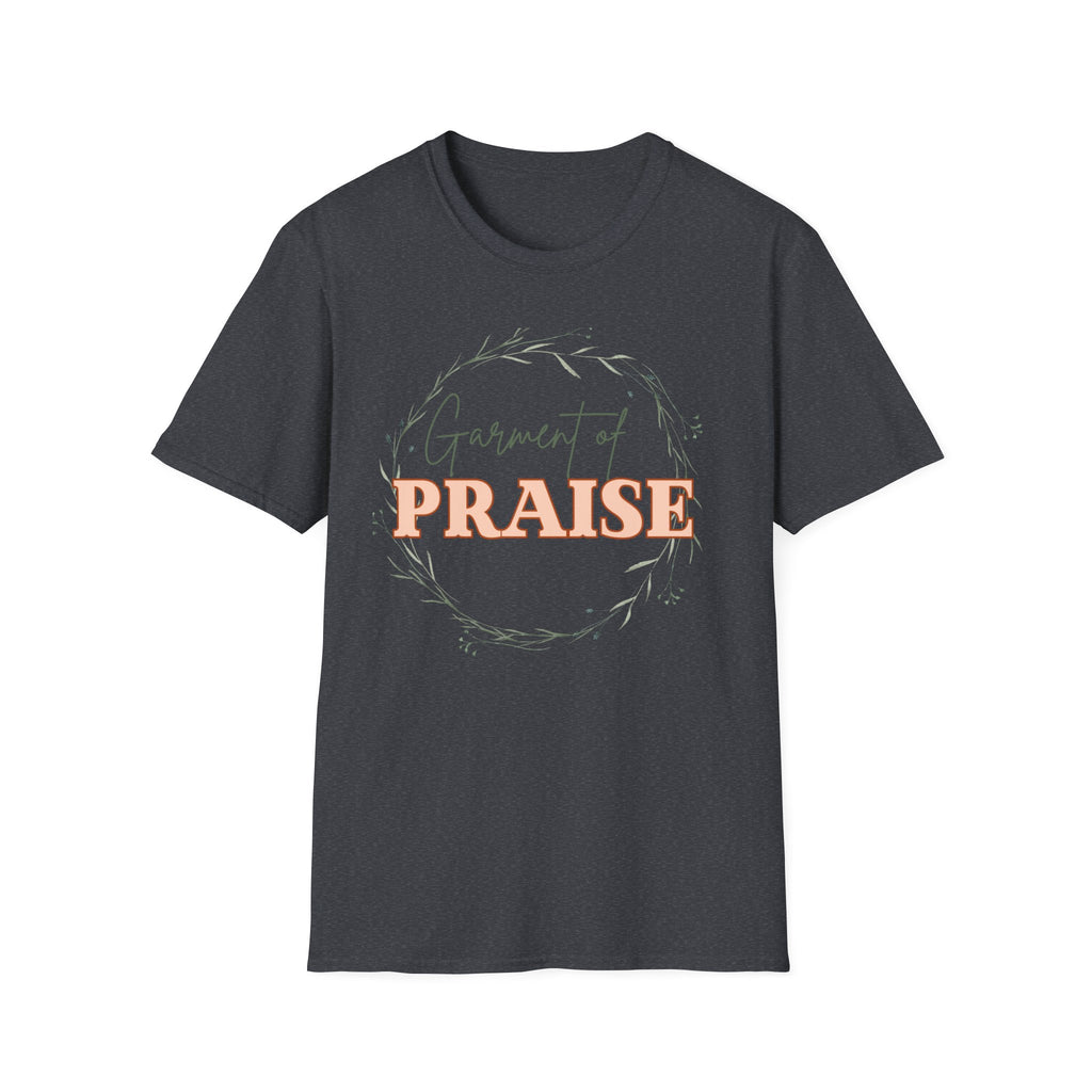 Garment of Praise Christian T-Shirt | Isaiah 61:3 Faith-Based Tee | Ivy Wreath Graphic Shirt