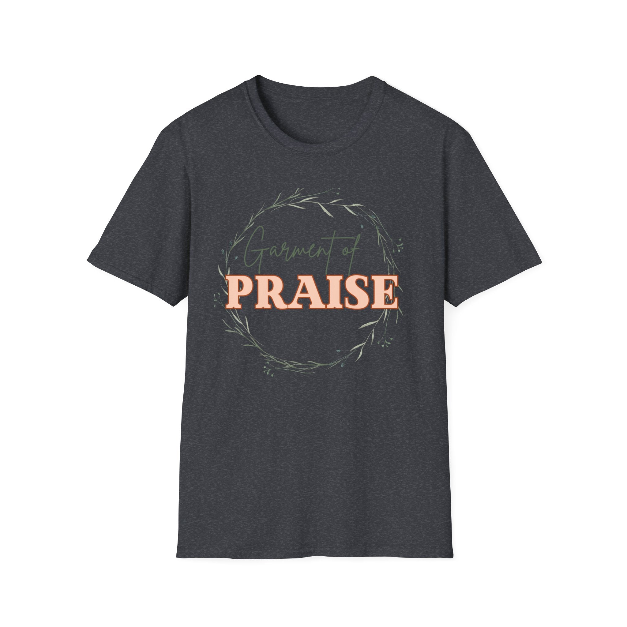 Garment of Praise Christian T-Shirt | Isaiah 61:3 Faith-Based Tee | Ivy Wreath Graphic Shirt